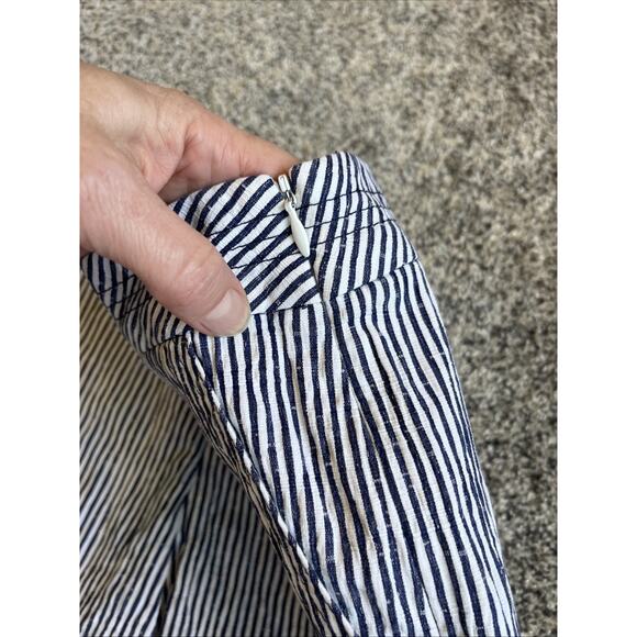Trina Turk Rockin Ruffle Blue White Striped Shorts Size 2 Side Zip 4” Inseam - Picture 5 of 10